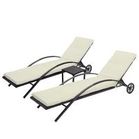 SONNENLIEGE Schwarz, Beige - Beige/Schwarz, Kunststoff (65/87/200cm) - MCW