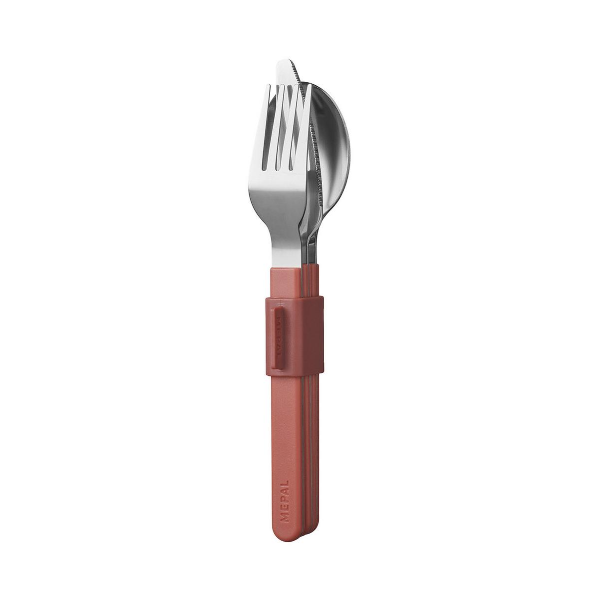 BESTECK-SET Silueta Vivid Mauve - Rot/Rosa, Kunststoff/Metall - Mepal