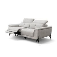 SOFA RELAX AVENA 3-Sitzer, beiger Veloursstoff - Beige/Schwarz, Holz/Textil (204/80/108cm) - Courtois Laville