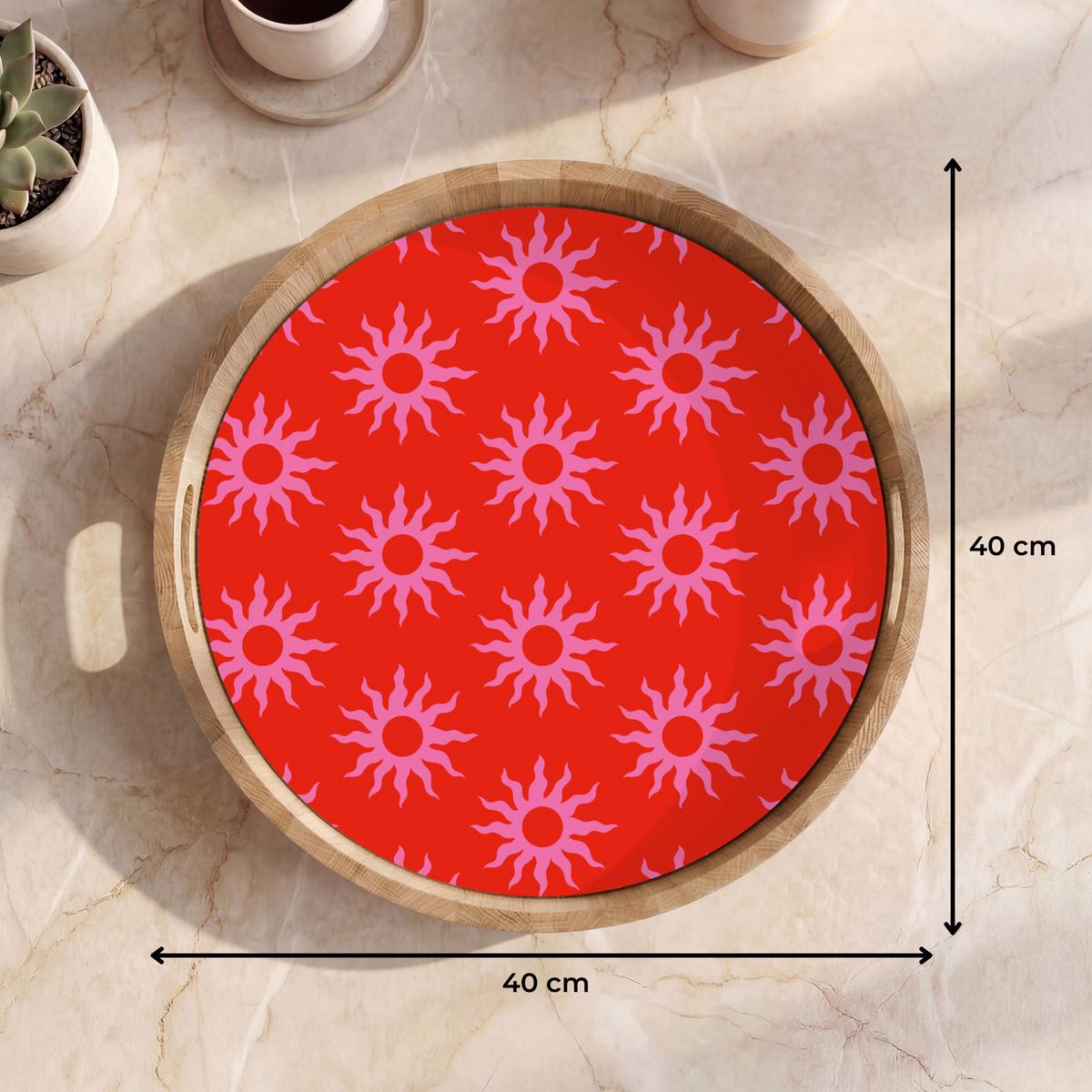 TABLETT Sonnen - Rot - Rosa - Muster - Sommer 40x40 cm - Rot, Holz (40/5/5cm) - OnlyWow
