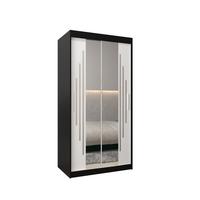 SCHWEBETÜRENSCHRANK 200/100/62 2-türig - Silberfarben/Schwarz, Holz/Kunststoff (100/200/62cm) - Abiks Möbel