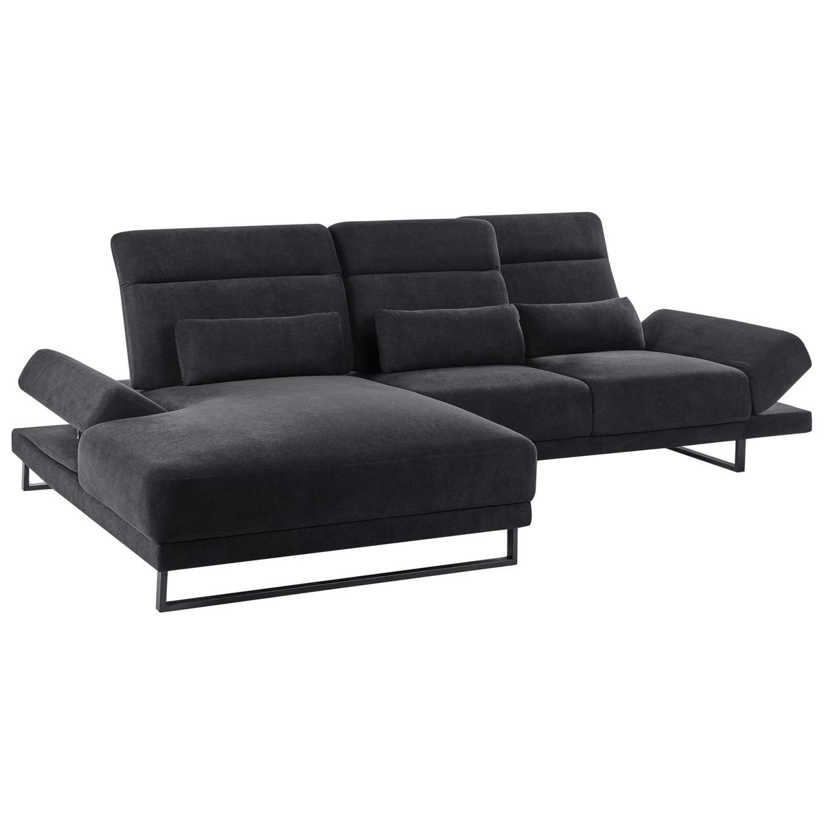 ECKSOFA 4-Sitzer Stoff Schwarz rechtsseitig Ikast - Schwarz, Textil (320/214cm) - Beliani