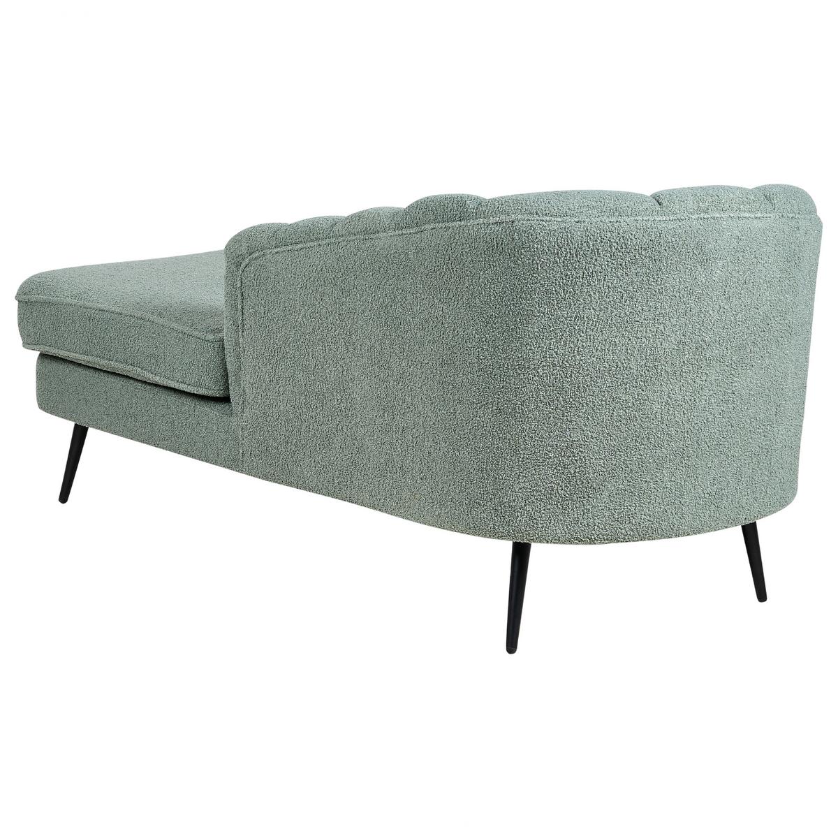 CHAISELONGUE Bouclé grün linksseitig Allier - Schwarz/Grün, Textil (150/75/76cm) - Beliani