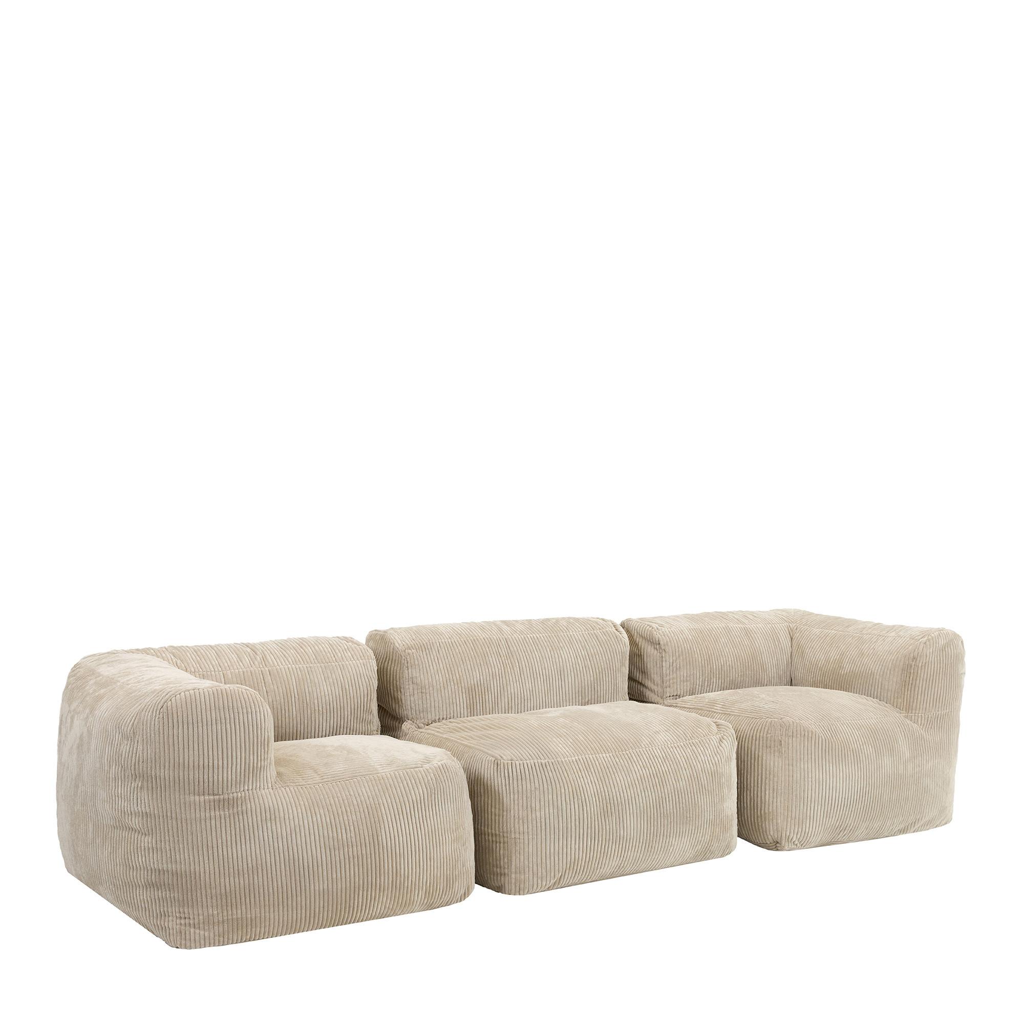 SITZSACK-SOFA 3-tlg. ZEN: 2 Ecksessel, Sessel - Beige, Textil (550/68/100cm) - icon