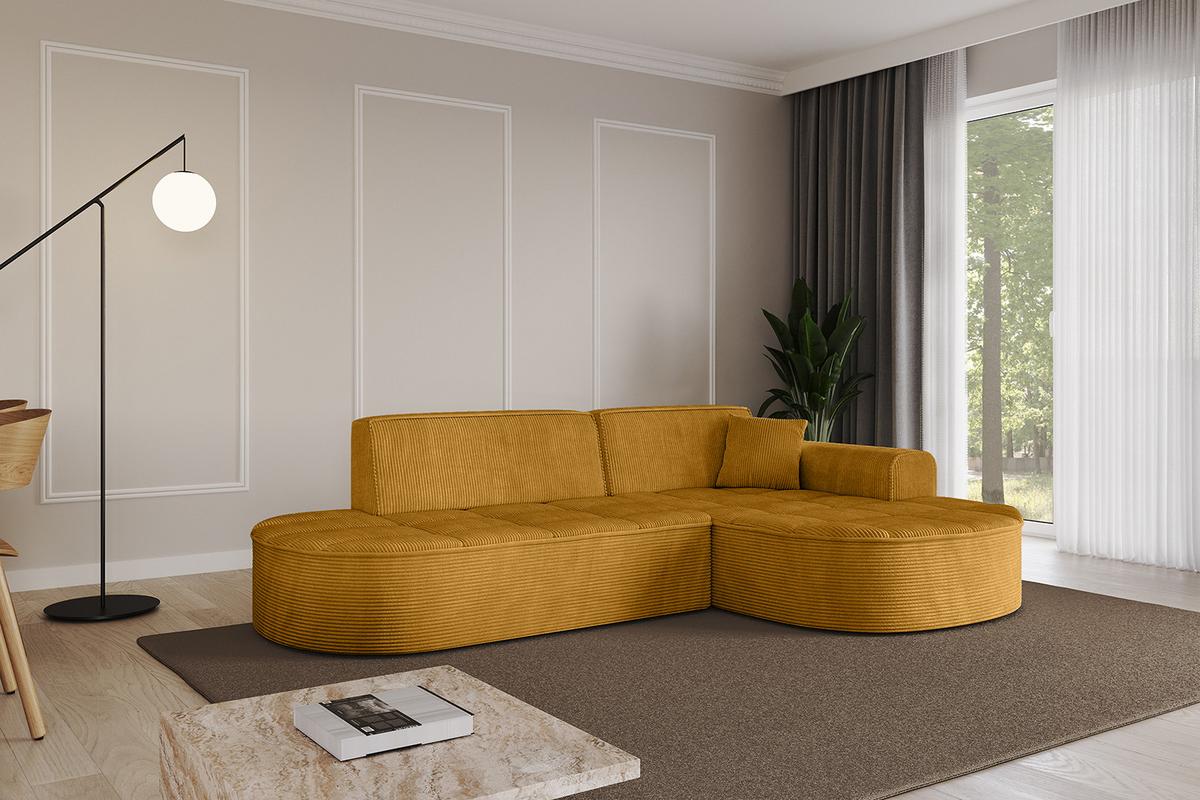 ECKSOFA Ottomane Rechts TARO-L1 - 243x171x79,5 cm Senfgelb - Currygelb/Gelb, Holzwerkstoff/Textil (243/171cm) - ALTDECOR