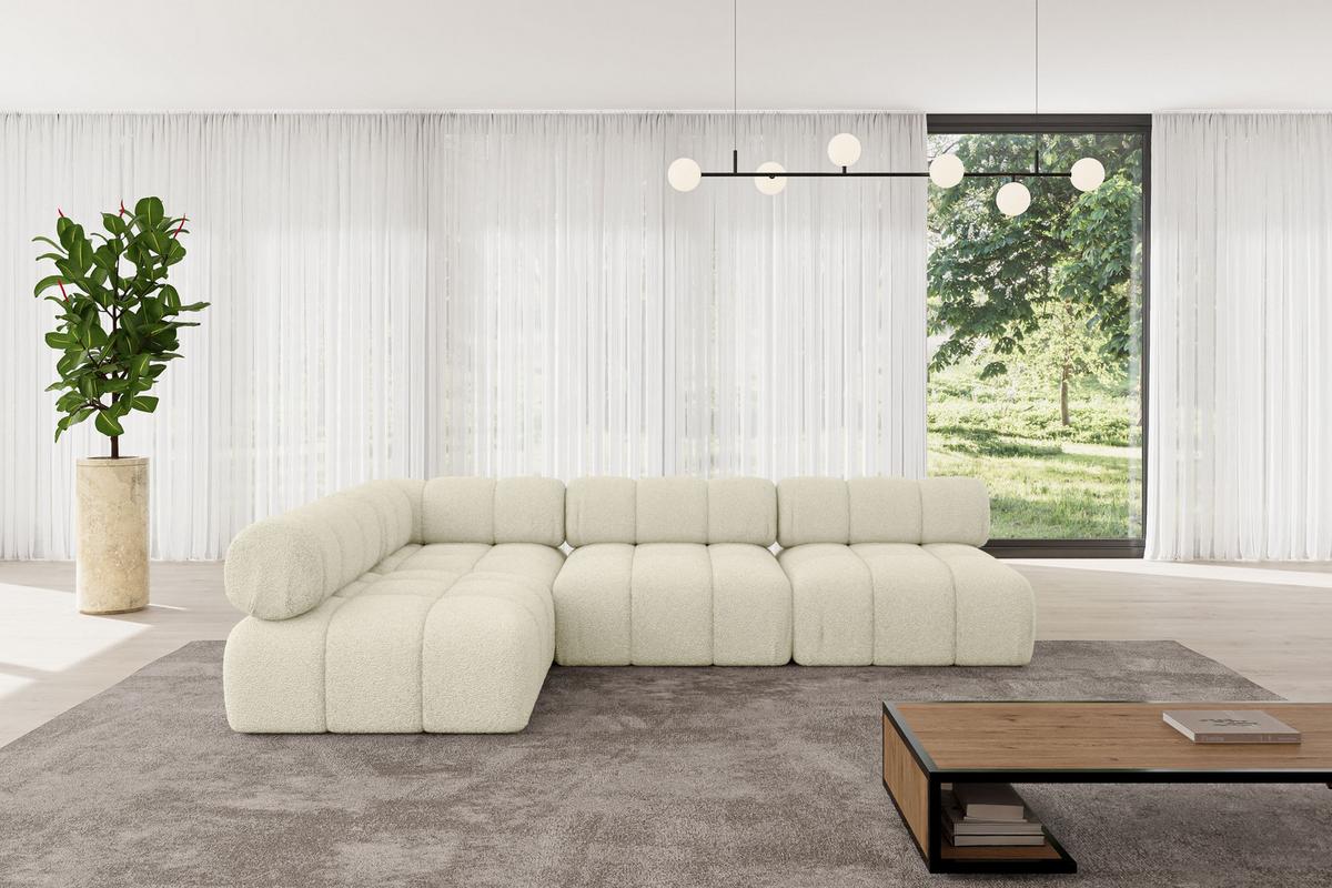 ECKSOFA modulares Sofa Samaro-L2 - 285x190x70 cm Beige Bouclé - Beige, Holzwerkstoff/Textil (285/190cm) - ALTDECOR