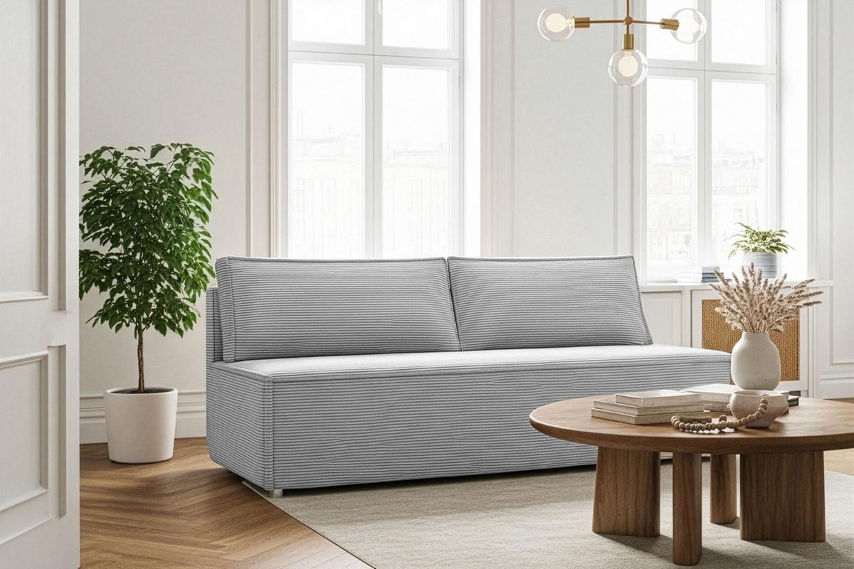 SCHLAFSOFA Diana mit Bettkasten, Hellgrau 200/89/100 cm - Edelstahlfarben/Silberfarben, Textil/Metall (200/89/100cm) - WFL GROUP