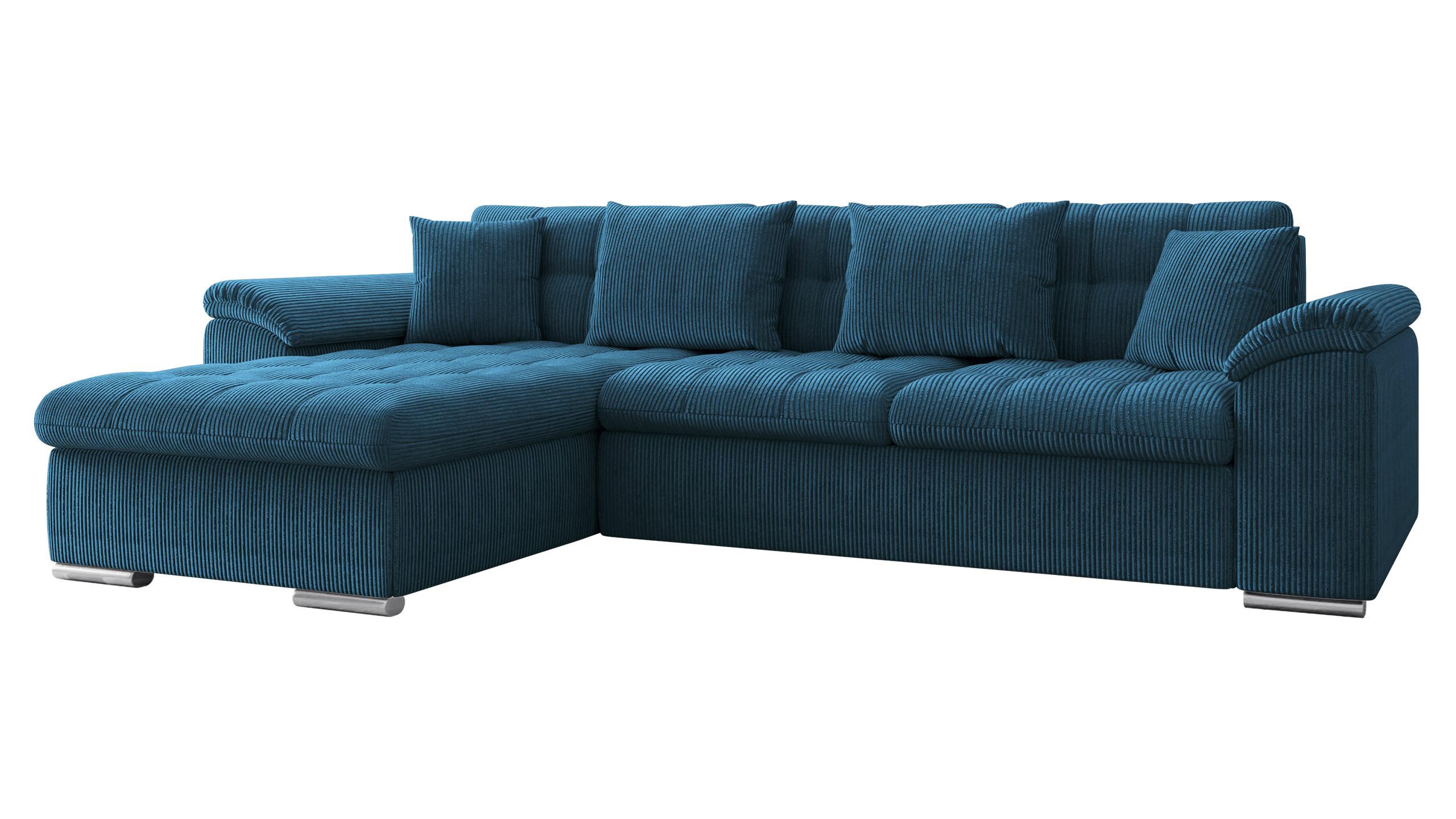 ECKSOFA Diana Cord, Seite: Links - Dunkelblau, Holz/Textil (280/160cm) - MIRJAN24