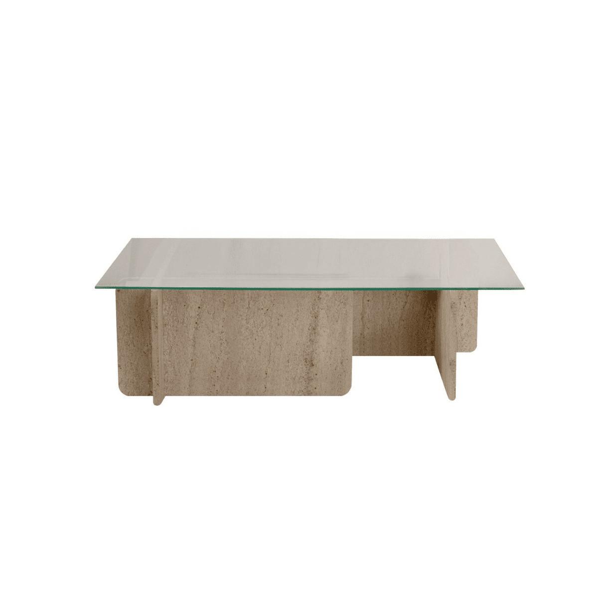 COUCHTISCH mit Tischplatte aus gehärtetem Glas 105/65/30 cm - Beige, Holzwerkstoff (110/65/30cm) - Calicosy