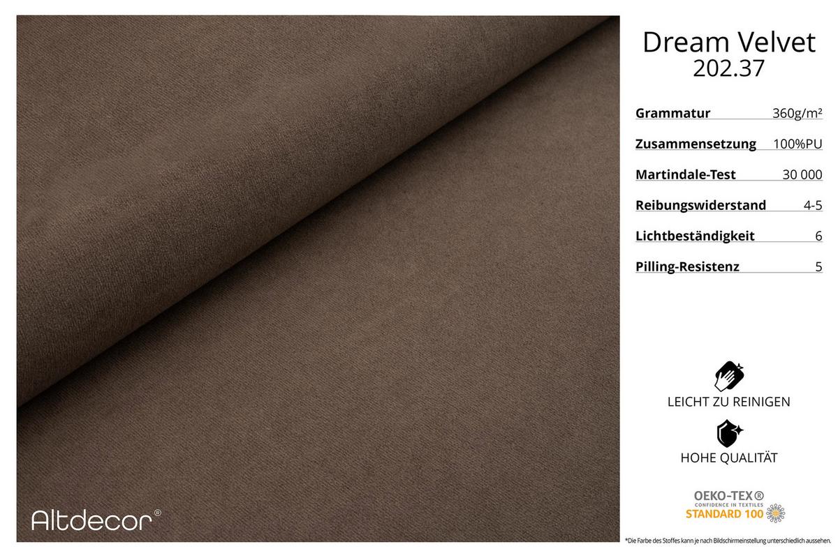 ECKSOFA Ottomane links ENIL-L 297x189x68 Braun Velours - Braun, Holzwerkstoff/Kunststoff (297/189cm) - ALTDECOR