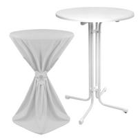 STEHTISCH Sylt Ø 80cm Weiß mit Giulia Stehtischhusse Ø 80cm Weiß - Weiß, Kunststoff/Textil (80/80/110cm) - Beautissu 