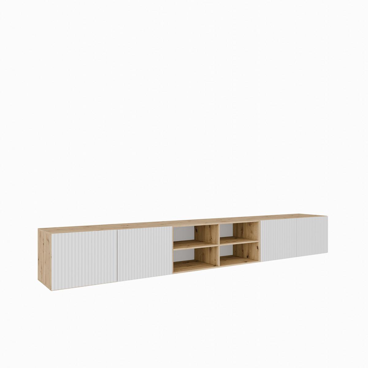 LOWBOARD VAREN 300/41/40 cm, Hängender TV-Schrank Eiche Artisan - Weiß/Eiche Artisan, Holzwerkstoff (300/41/40cm) - MASSENO