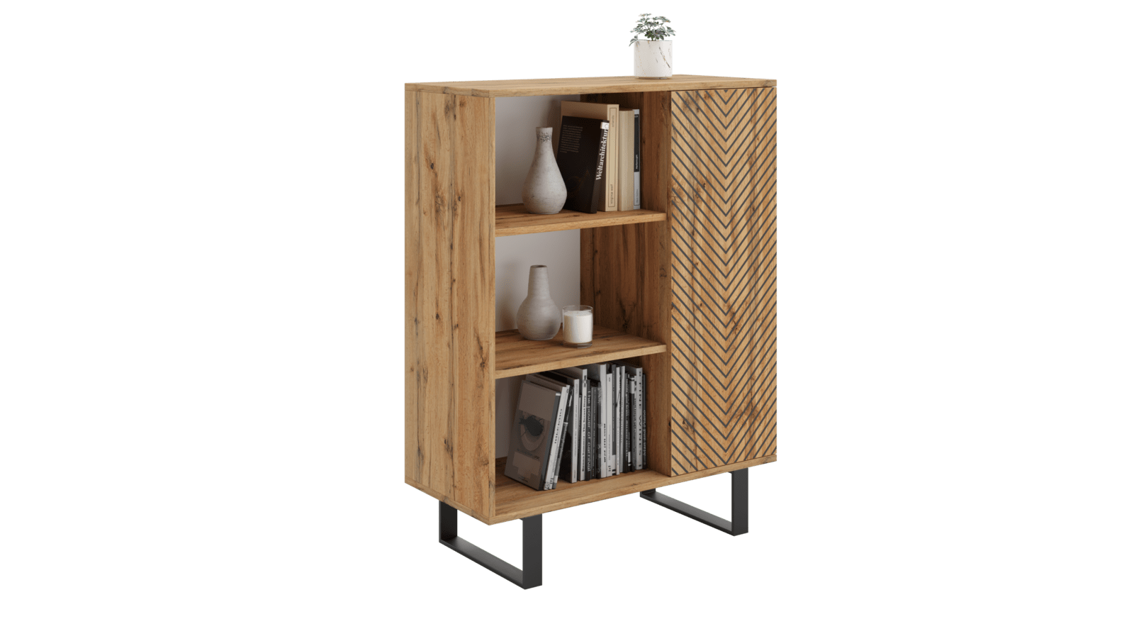BÜCHERREGAL Fondi - Eiche Bianco, Holzwerkstoff (90/116/40cm) - RAUMHIRSCH FURNITURE