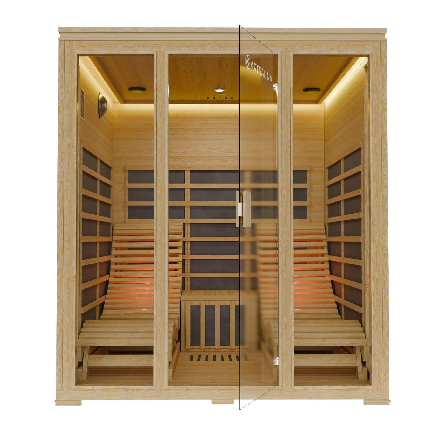 INFRAROTKABINE Billund mit Dual-Heizsystem & Hemlockholz - Naturfarben, Holz (170/190/190cm) - Artsauna