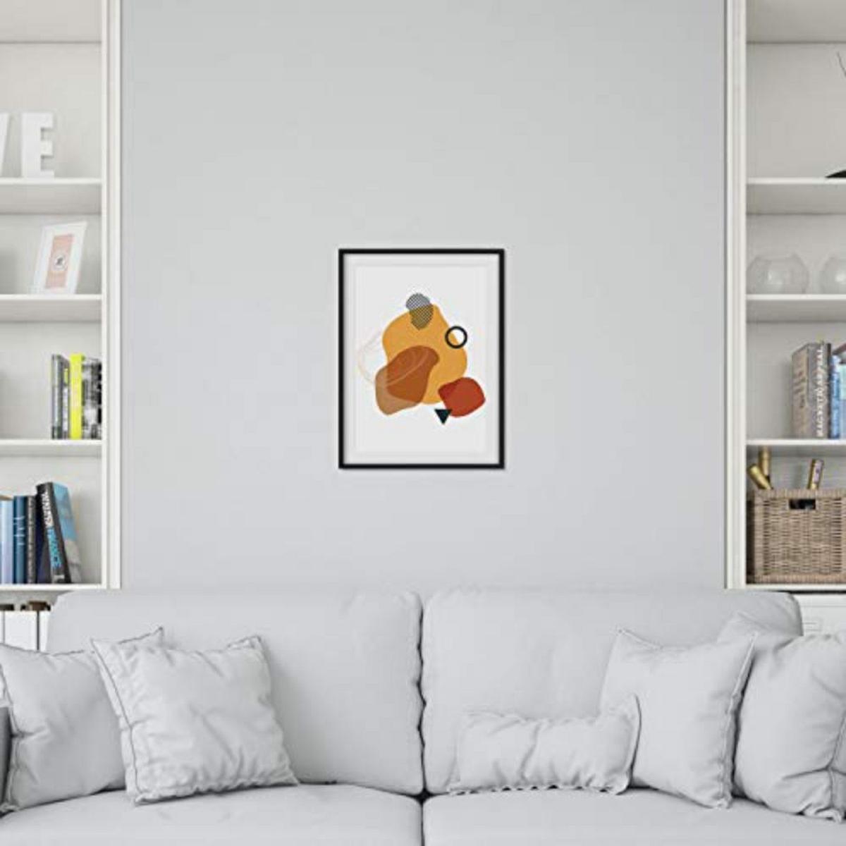 POSTER Set mit 4 abstrakten Collage Saharasand mit farbigen Designs A3 Schwarzer Rahmen - Schwarz, Papier (29.7/3cm) - Nacnic