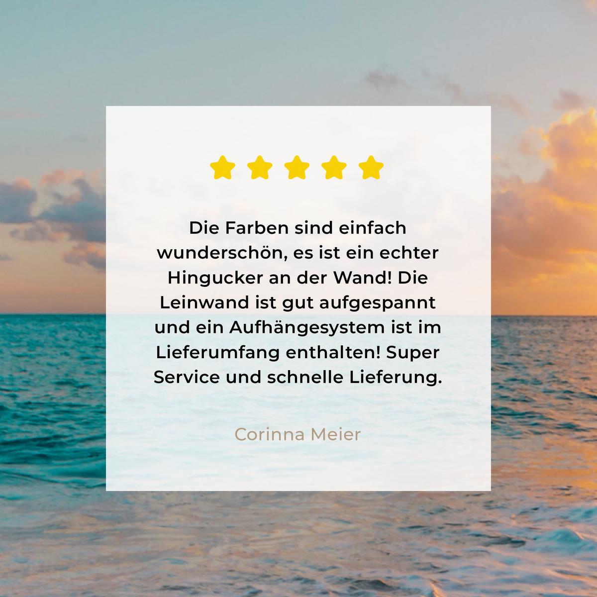 LEINWANDBILD Sonnenuntergang - Strand - Meer - Sommer - Blau Wandbild Wohnzimmer 50x50 cm - Multicolor, Textil (50/50cm) - MuchoWow