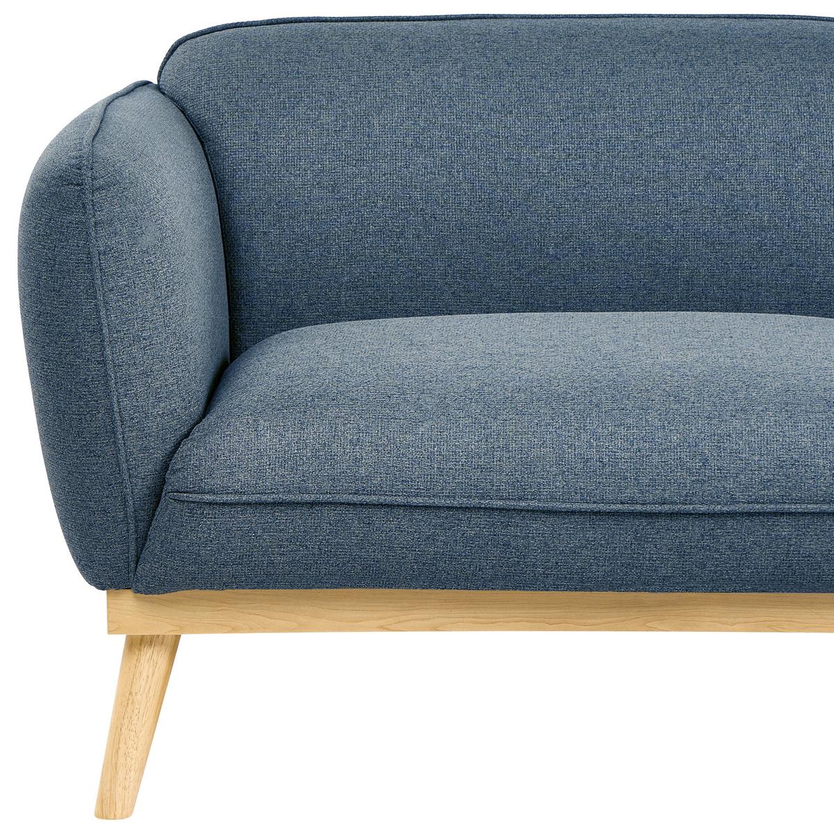 3-SITZER-SOFA Stoff Blau Ljung - Hellbraun, Textil (210/82/82cm) - Beliani