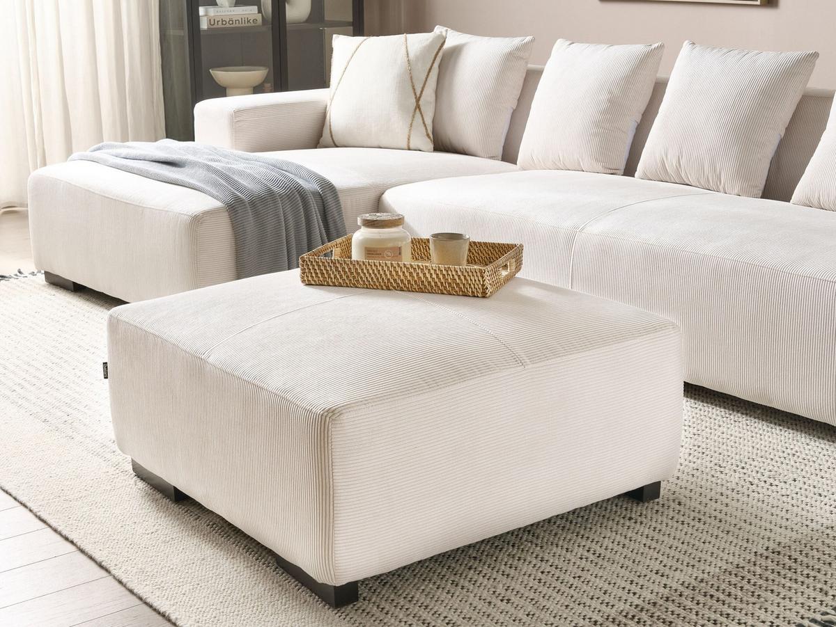 OTTOMANE Cord Cremeweiß Lungo - Creme, Textil (80/35/80cm) - Beliani
