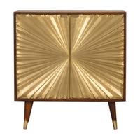 GOLDENER SCHRANK in einem reichen Kastanienholz-Finish, Nordische Beine, Gold und Braun - Messingfarben/Braun, Holz/Metall (75/80/35cm) - Artisan Furniture