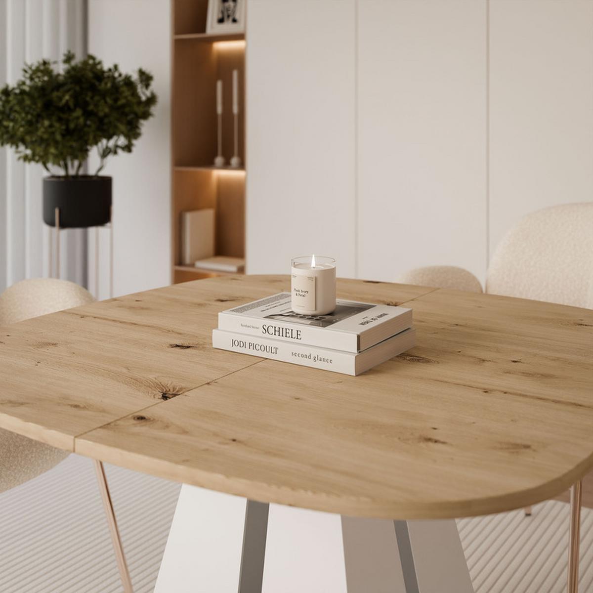AUSZIEHTISCH ZELO 120/60/76 cm, Weiß / Artisan-Eiche - Eiche Artisan/Weiß, Holzwerkstoff/Metall (60/120/76cm) - Idohome