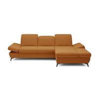 ECKSOFA FELICE R-S Orange Geflochtener Stoff mit Schlaffunktion - Orange, Holz (284/166cm) - MASSENO