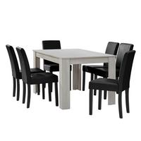 TISCHGRUPPE Forssa - Eichefarben/Schwarz, Holz/Holzwerkstoff (140/77/90cm) - [en.casa]
