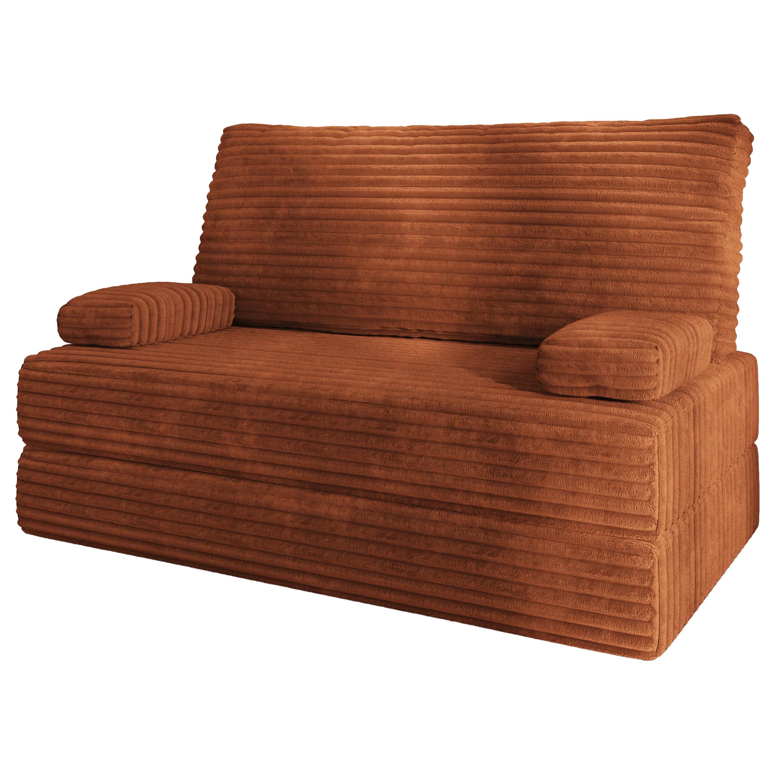 BETTSOFA LADIA aus Schaumstoff Kordstoff Braun Schlaffunktion - Braun, Textil (140/86/60cm) - MASSENO