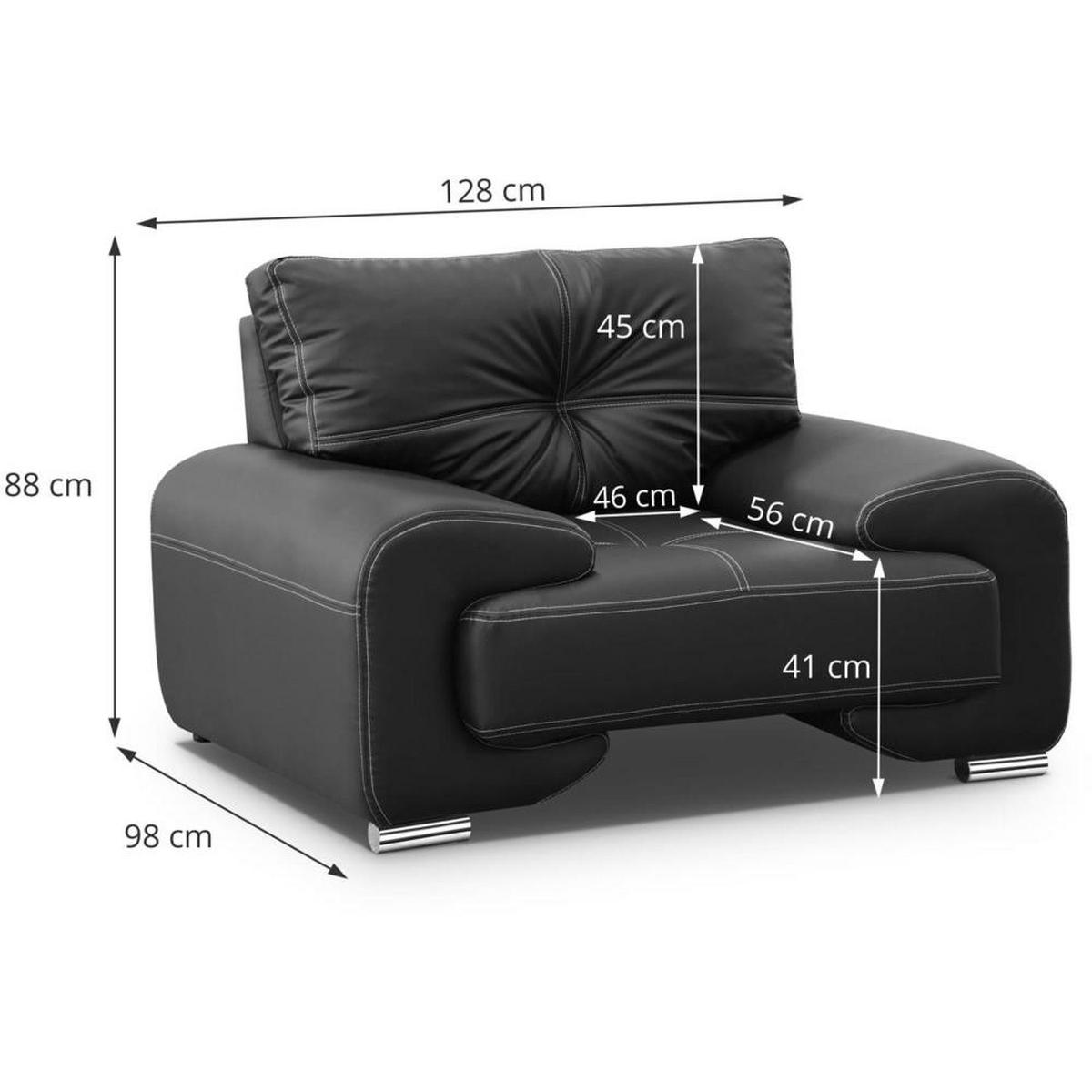 RELAXSESSEL Omega schwarz - Chromfarben/Schwarz, Leder/Metall (128/88/98cm) - Beautysofa
