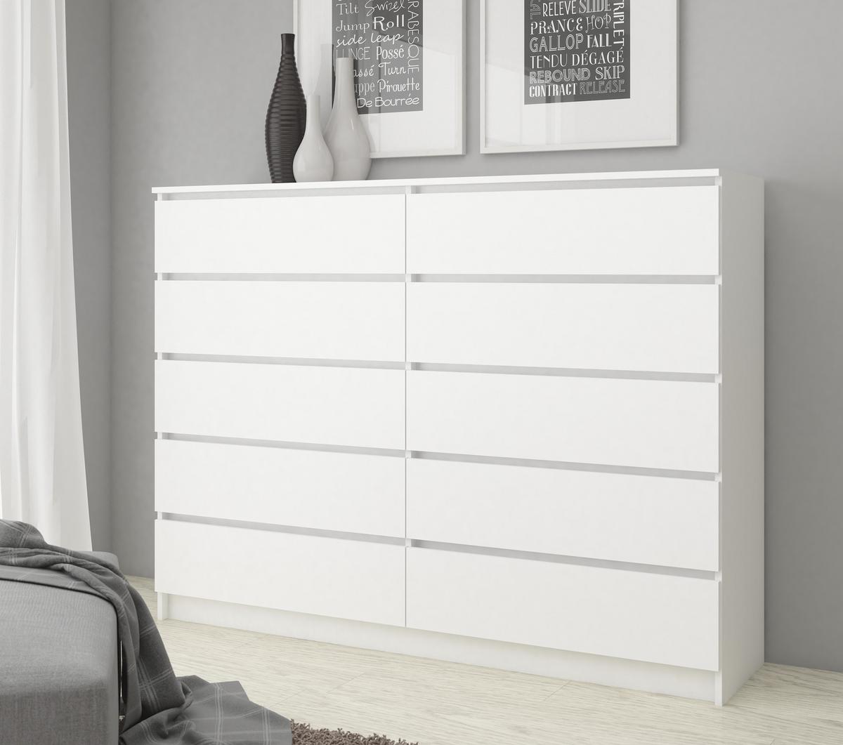 KOMMODE Weiß 121/160/40 - Weiß, Holzwerkstoff (160/121/40cm) - RAUMHIRSCH FURNITURE