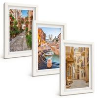 BILDER SET 3er Set - 20x30 cm Weißer Rahmen - Die bezaubernden Straßen des Brunnens - Weiß, Kunststoff (20/30cm) - TULUP