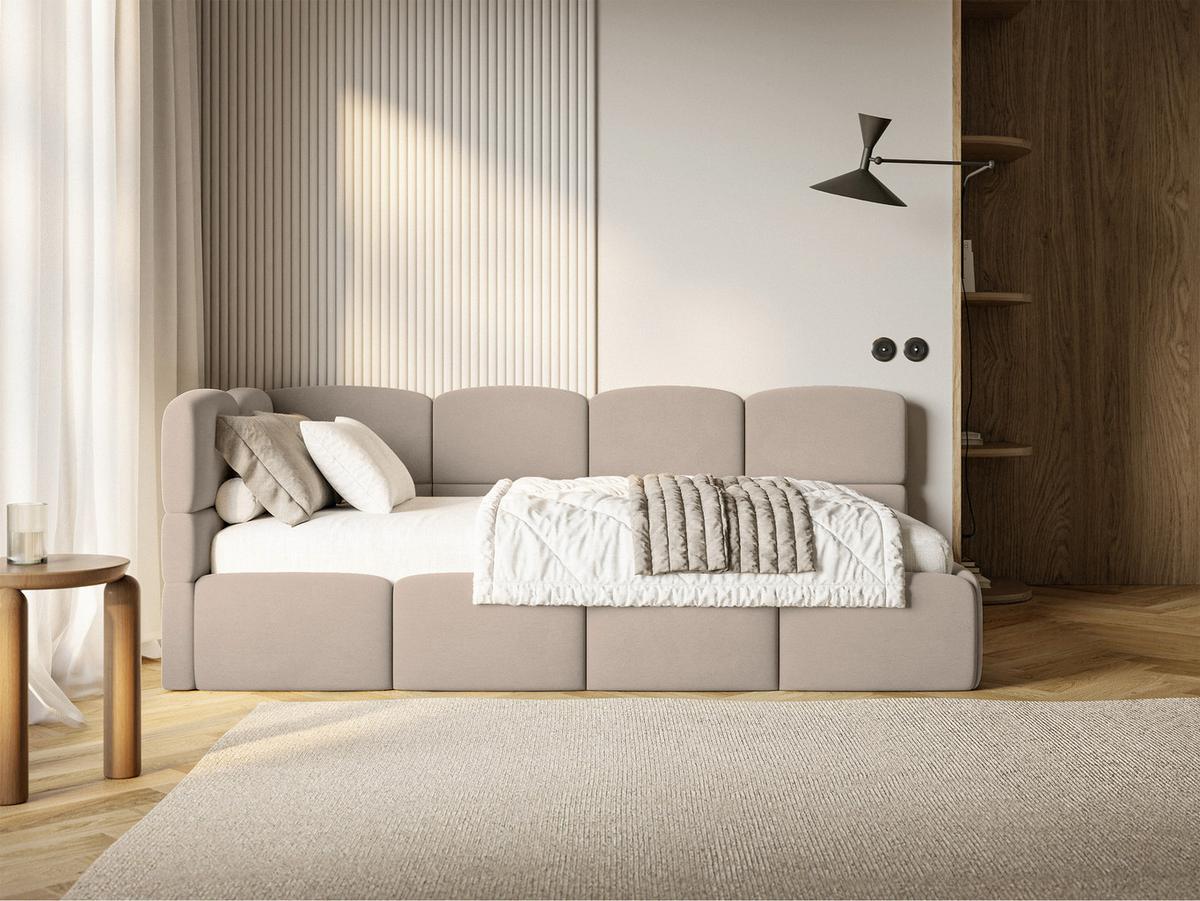 JUGENDBETT Cloudy Beige 120 cm, Easy-Clean-Velours - Beige/Schwarz, Kunststoff/Textil (120/200cm) - Selsey