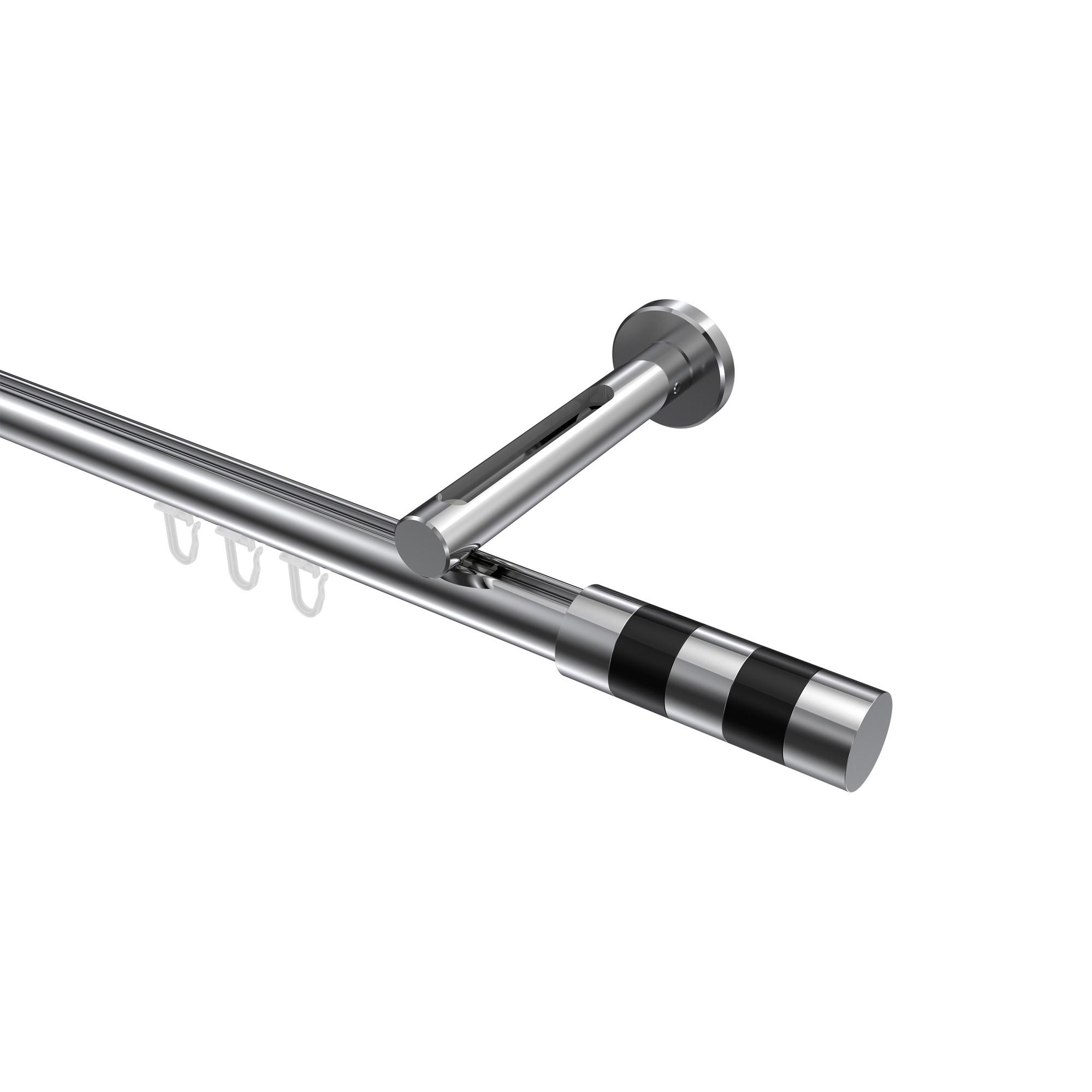 GARDINENSTANGE INNENLAUF Siteno Mavell 320 cm (geteilt in 2 x 160 cm), 1-läufig, 20 mm Ø Chrom - Chromfarben/Schwarz, Metall (320cm) - INTERDECO