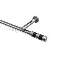GARDINENSTANGE INNENLAUF Siteno Mavell 320 cm (geteilt in 2 x 160 cm), 1-läufig, 20 mm Ø Chrom - Chromfarben/Schwarz, Metall (320cm) - INTERDECO