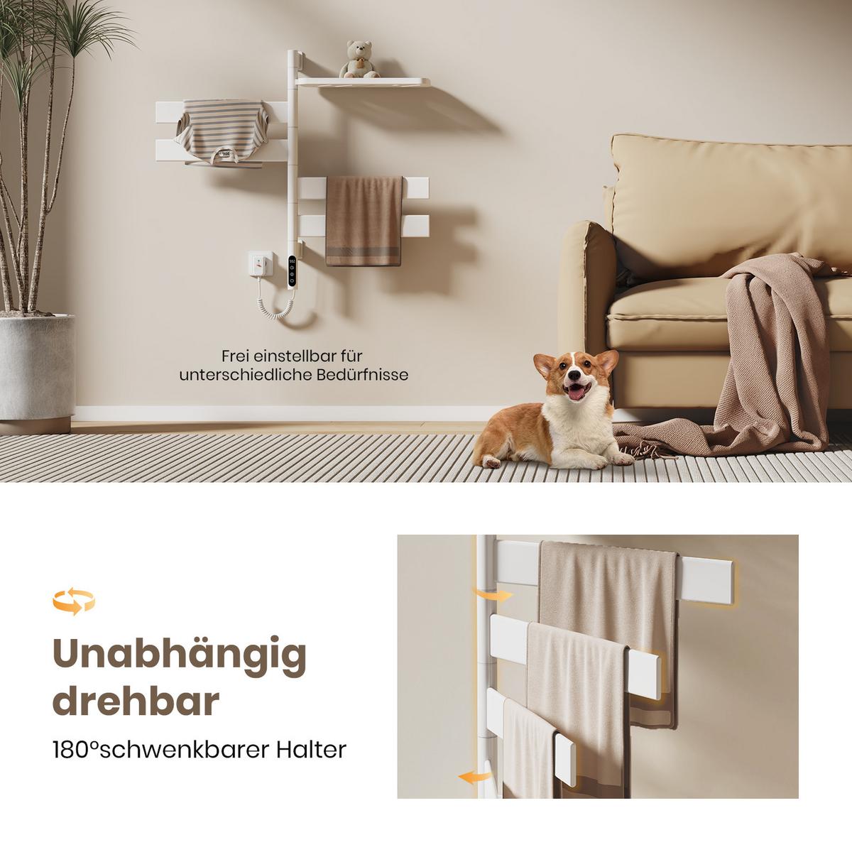HEIZKÖRPER Handtuchheizkörper Intelligentes Heizsystem mit Ablage Weiß 76/45 cm - Weiß, Metall (45/76/14cm) - EMKE