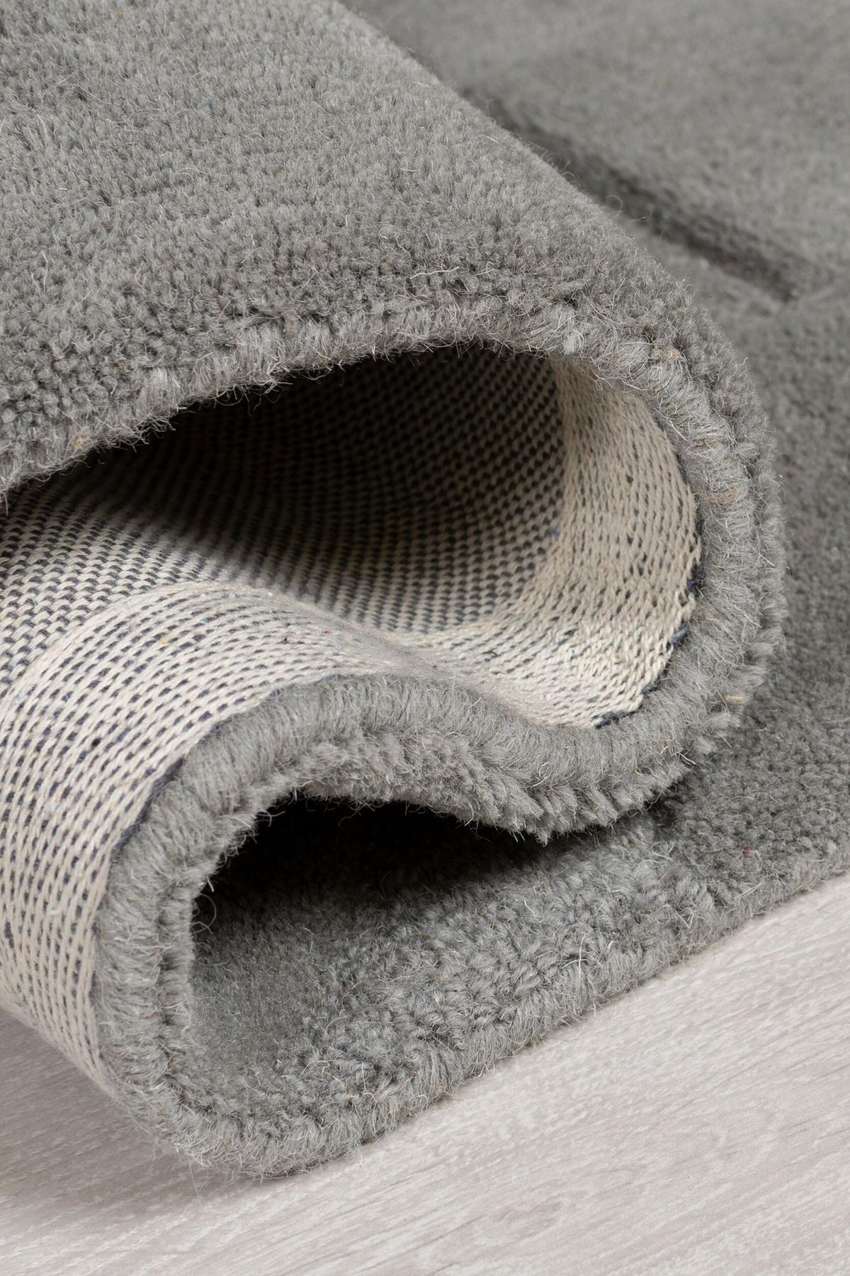 WOLLTEPPICH DEBEN, geometrisch, aus Wolle, Hellgrau, 120 x 170 cm - Grau, Textil (170/120cm) - KADIMA DESIGN
