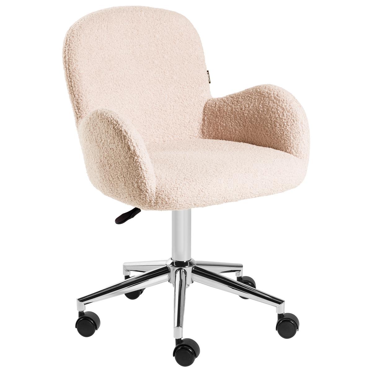 SCHREIBTISCHSTUHL Bouclé Hellbeige Priddy - Beige, Textil (60/79/60cm) - Beliani