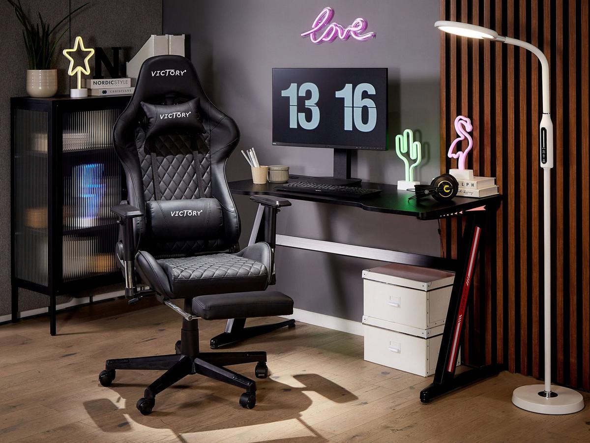 BÜROSTUHL Kunstleder Schwarz Victory - Schwarz, Kunststoff/Textil (55/124/60cm) - Beliani