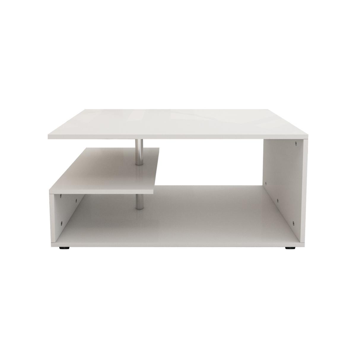 COUCHTISCH Weiß 91x41x52,6 cm Holz mit Metall Dekostange - Weiß, Holzwerkstoff (52.6/91/41cm) - ML-DESIGN