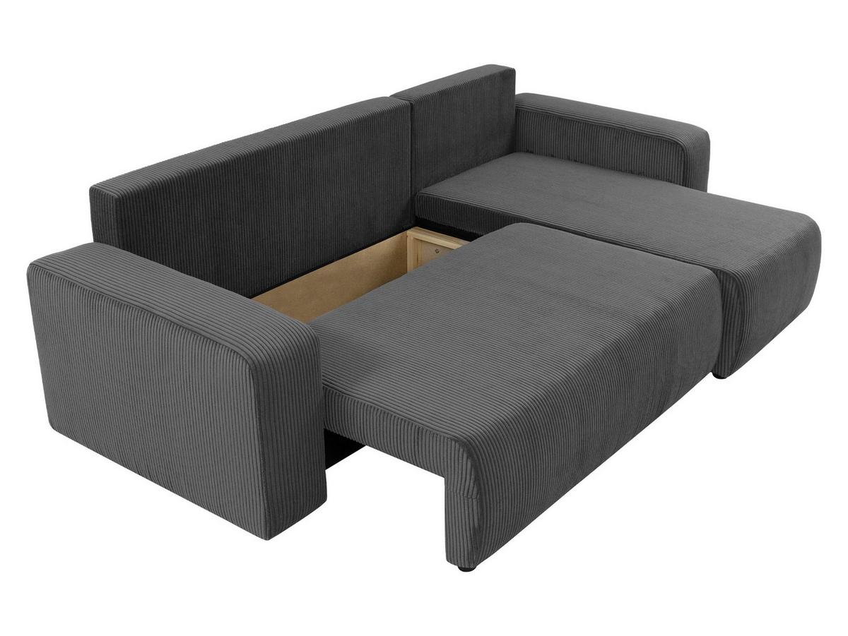 ECKSOFA Piano L Cord - Hellgrau/Schwarz, Holz/Kunststoff (244/145cm) - MIRJAN24