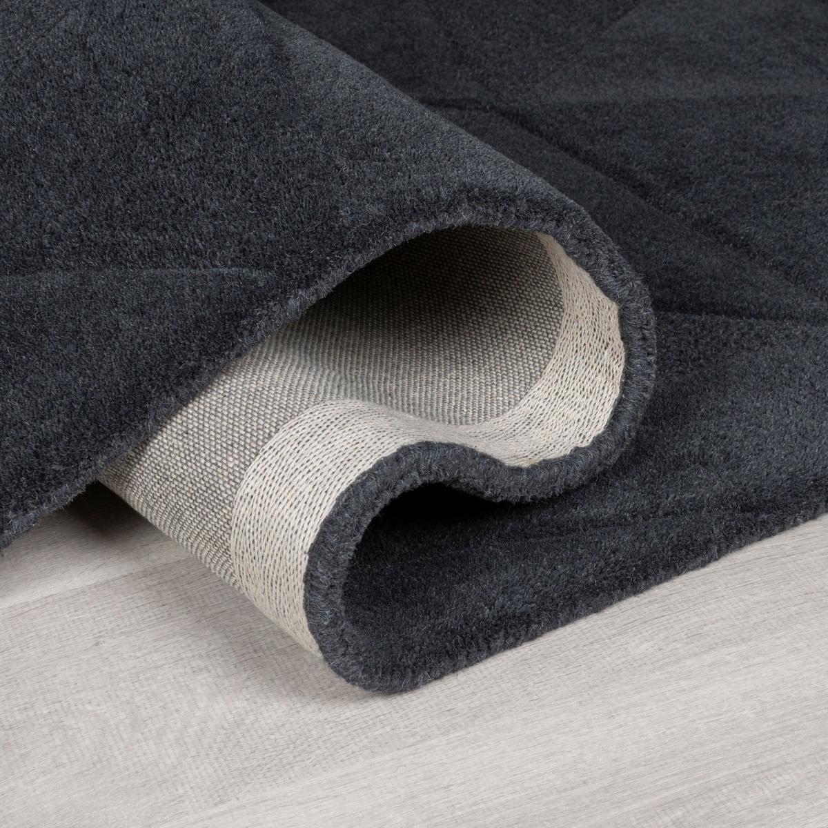 WOLLTEPPICH DEBEN, geometrisch, Anthrazit, 200 x 290 cm - Anthrazit, Textil (290/200cm) - KADIMA DESIGN