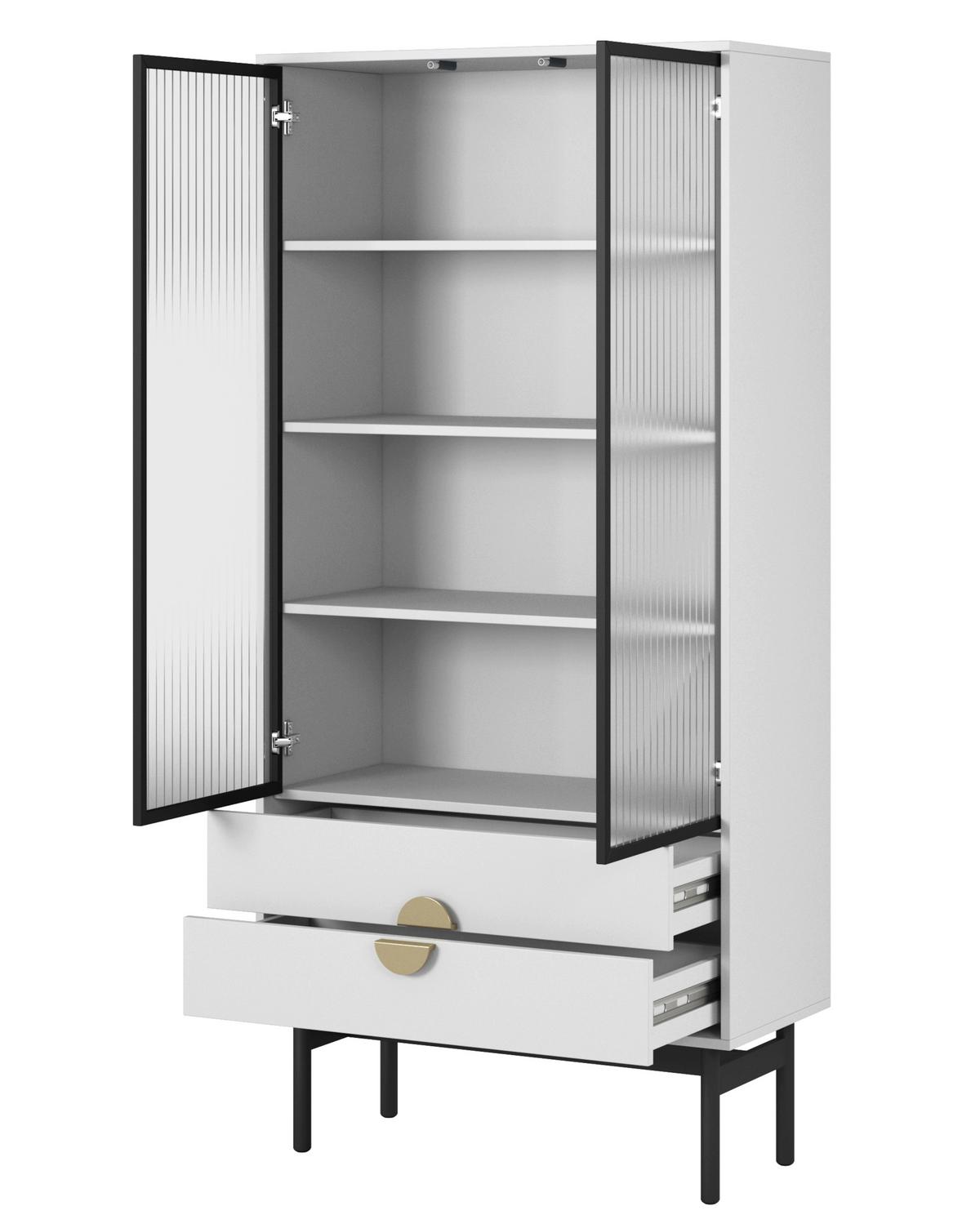VITRINE Stoon II Weiß 175 cm - Goldfarben/Schwarz, Holzwerkstoff/Metall (85.5/179/41cm) - Selsey
