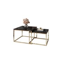 COUCHTISCH YOSHI 2in1 70/70/42 cm Gold Chrom / Schwarz Hochglanz - Schwarz, Holzwerkstoff/Metall (70/70/42cm) - Lookway