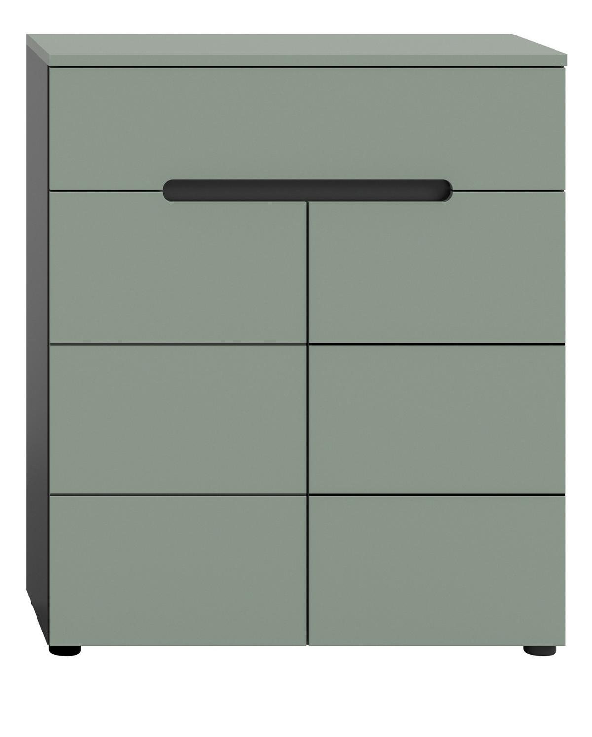 SCHUHKOMMODE Salbei Grün und Grau 80 x 94 cm, Flurkommode mit Soft-Close - Salbeigrün/Schwarz, Holzwerkstoff/Kunststoff (80/94/37cm) - Inn.Furn