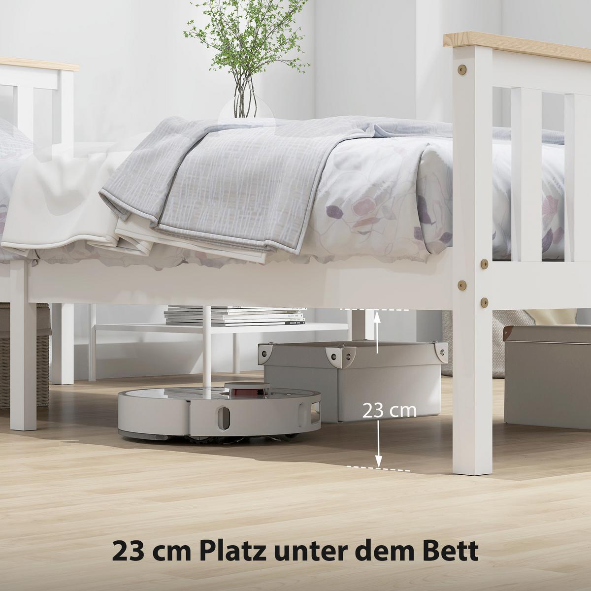 BETTGESTELL Kiefernholz Weiß - Weiß, Holz (90/200cm) - HOMCOM