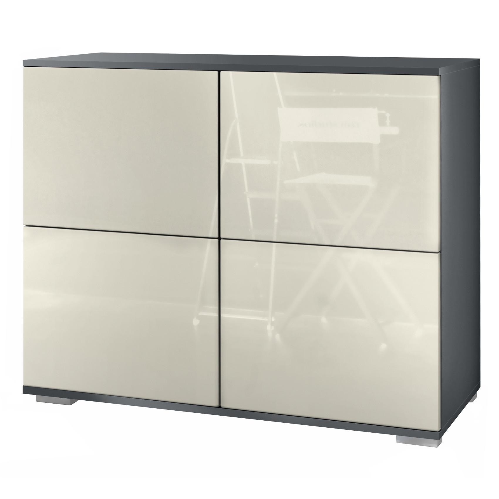 KOMMODE Rova Creme Hochglanz - Creme, Holzwerkstoff (92.5/75.5/35cm) - Vladon