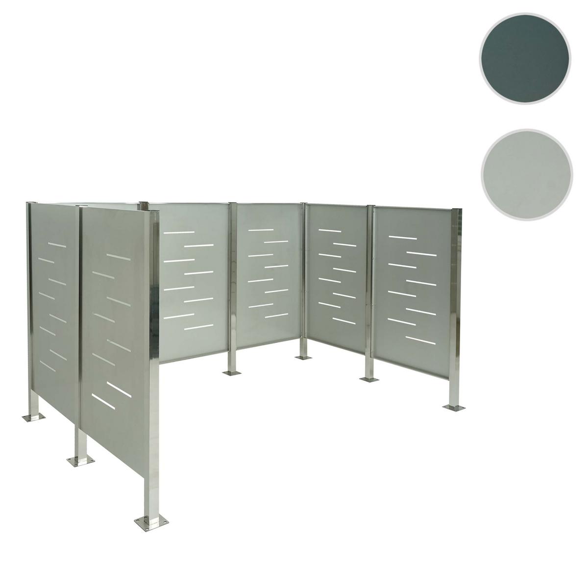 MÜLLTONNEN-ZAUN METALL Silber - Silberfarben, Metall (243/150/163cm) - MCW