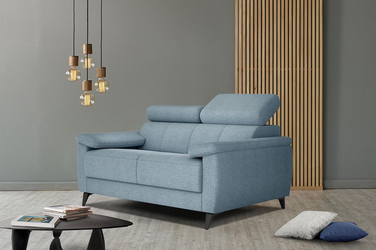 SOFA TAUNUS 2-Sitzer, hellblau - Schwarz/Hellblau, Holzwerkstoff/Textil (141/80/102cm) - Wozimo
