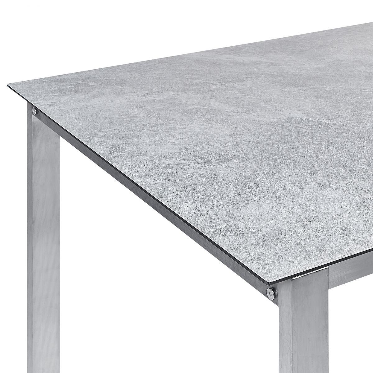 GARTENTISCH Keramik-Glas grau 180/90 cm Cosoleto - Silberfarben/Grau, Glas (180/90/75cm) - Beliani