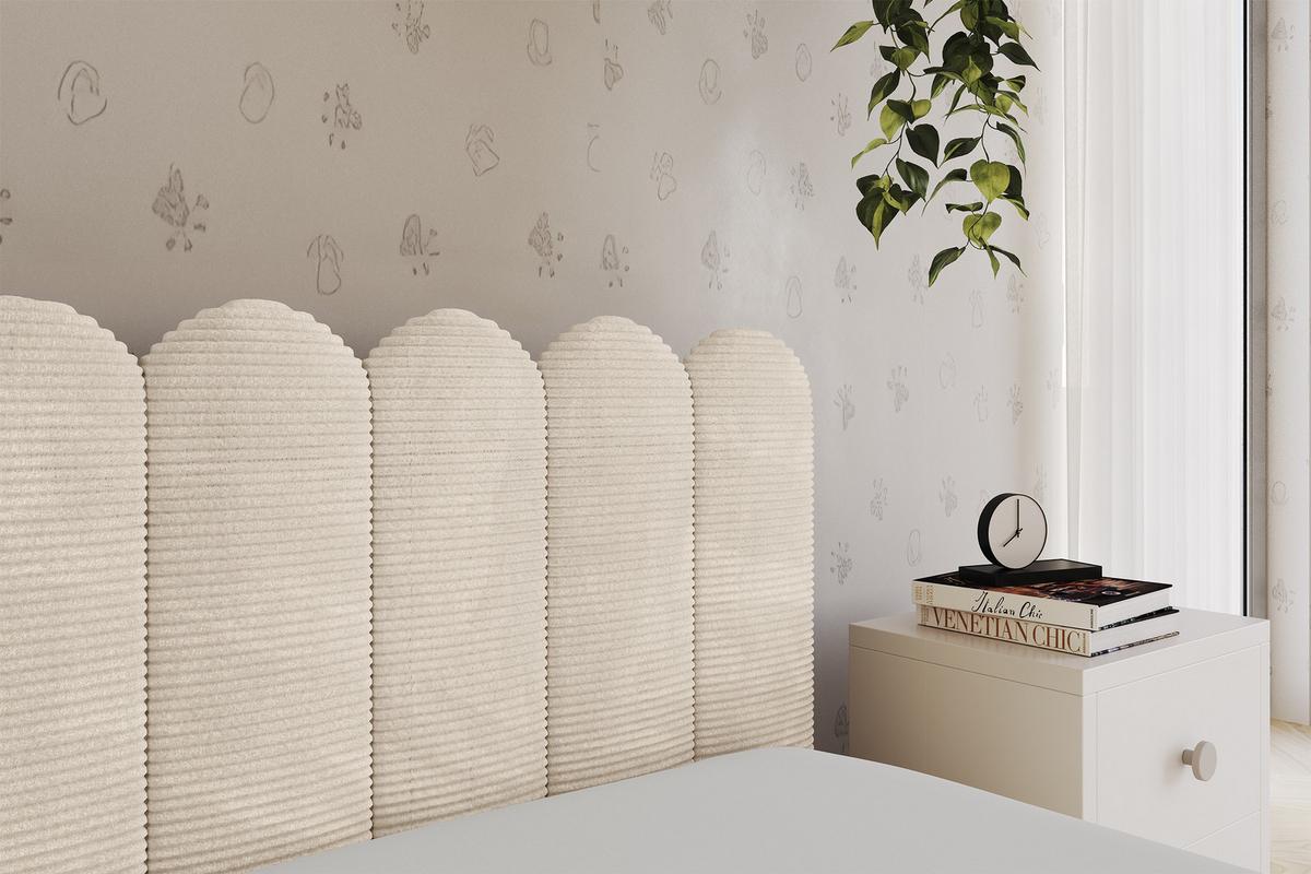 EINZELLBETT Jugendbett mit Bettkasten und Matratze H3/H4, Links - ARTY 100x200 Beige - Creme, Holzwerkstoff/Textil (100/200cm) - ALTDECOR