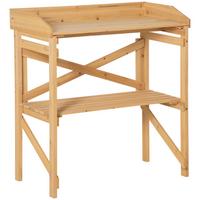 PFLANZTISCH mit Ablagefläche Blumentisch Gärtnertisch Garten Holz Hellbraun - Braun, Holz (80/40/84cm) - Outsunny